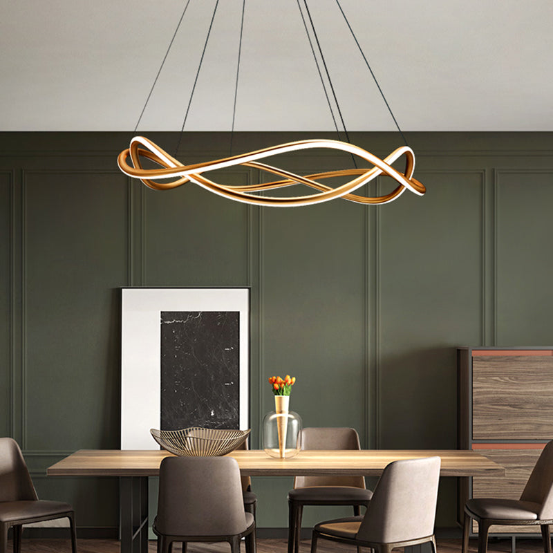 Waving Chandelier Pendant Lights Modern Metal Chandeliers in Gold Finish