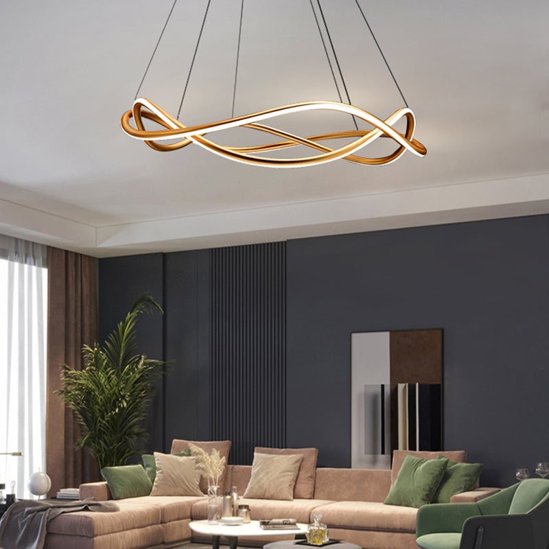 Waving Chandelier Pendant Lights Modern Metal Chandeliers in Gold Finish