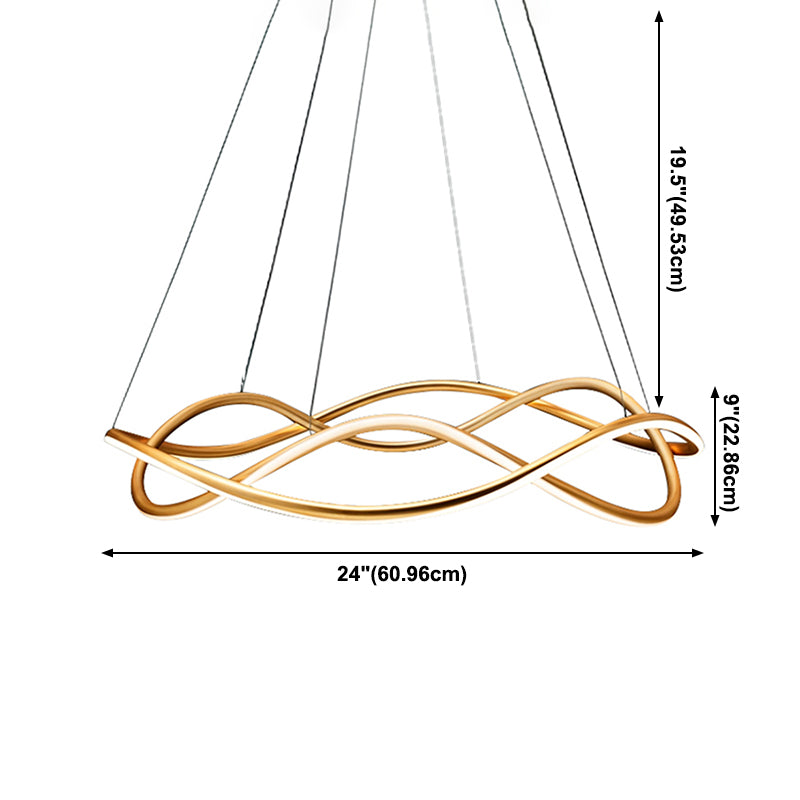 Waving Chandelier Pendant Lights Modern Metal Chandeliers in Gold Finish