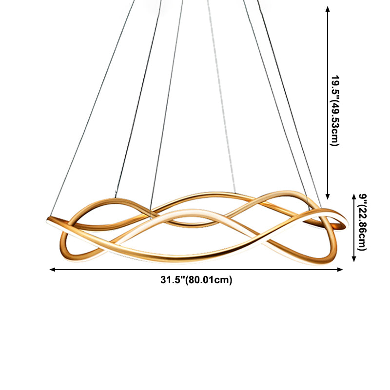 Waving Chandelier Pendant Lights Modern Metal Chandeliers in Gold Finish
