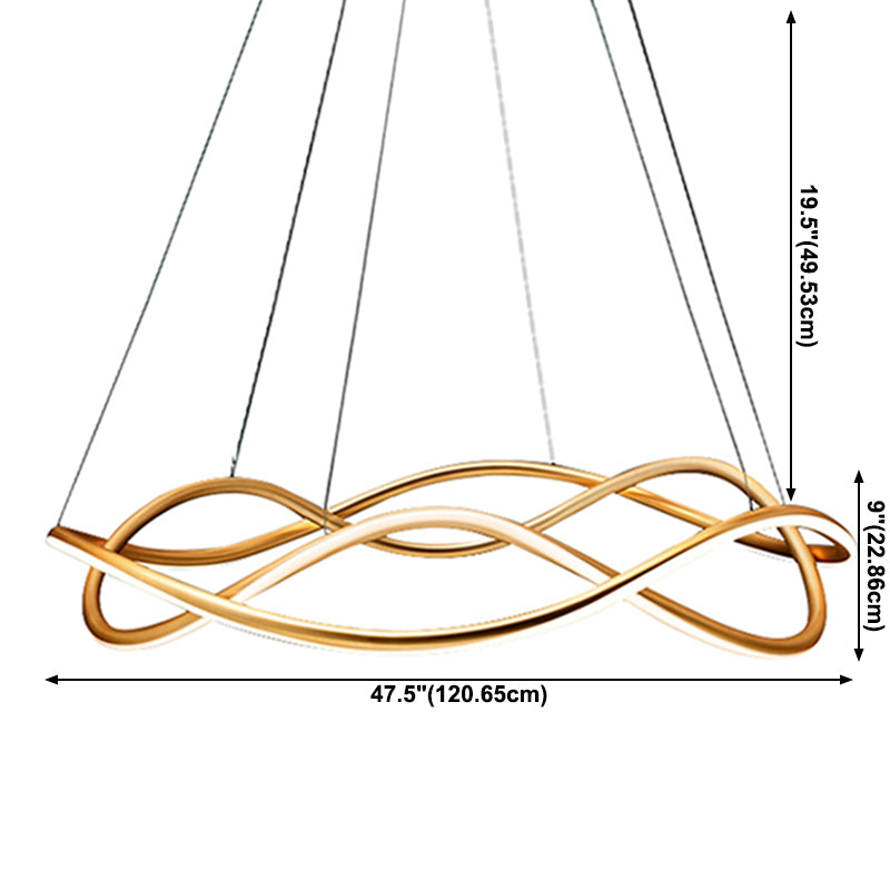 Waving Chandelier Pendant Lights Modern Metal Chandeliers in Gold Finish