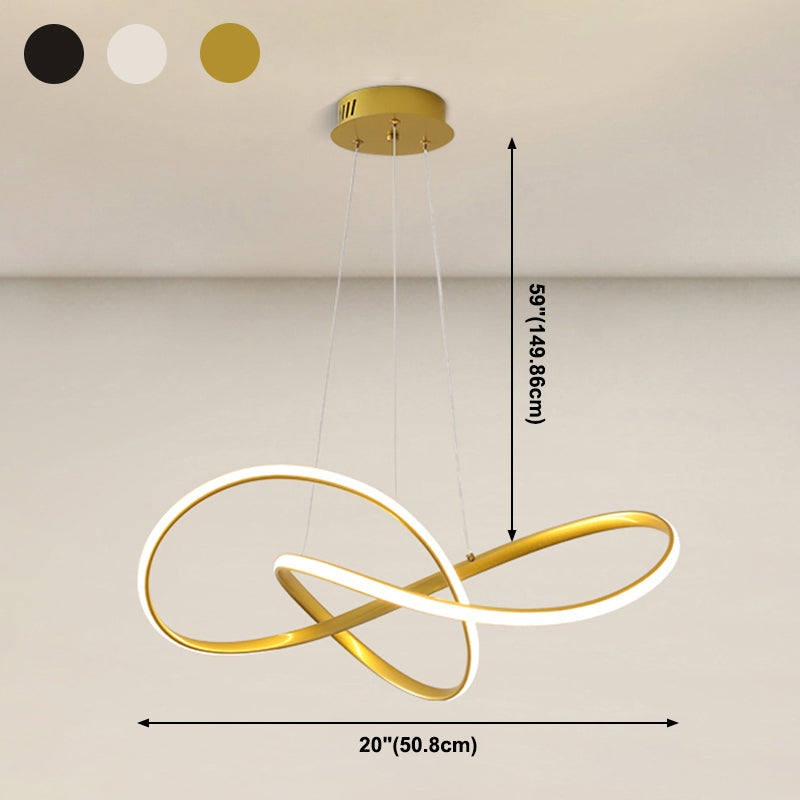 Modern Twisting Chandelier Pendant Light Metal Single Light Chandelier