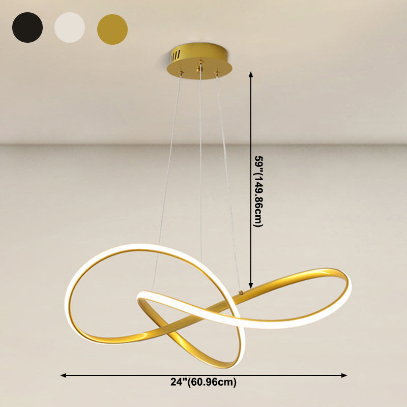 Modern Twisting Chandelier Pendant Light Metal Single Light Chandelier