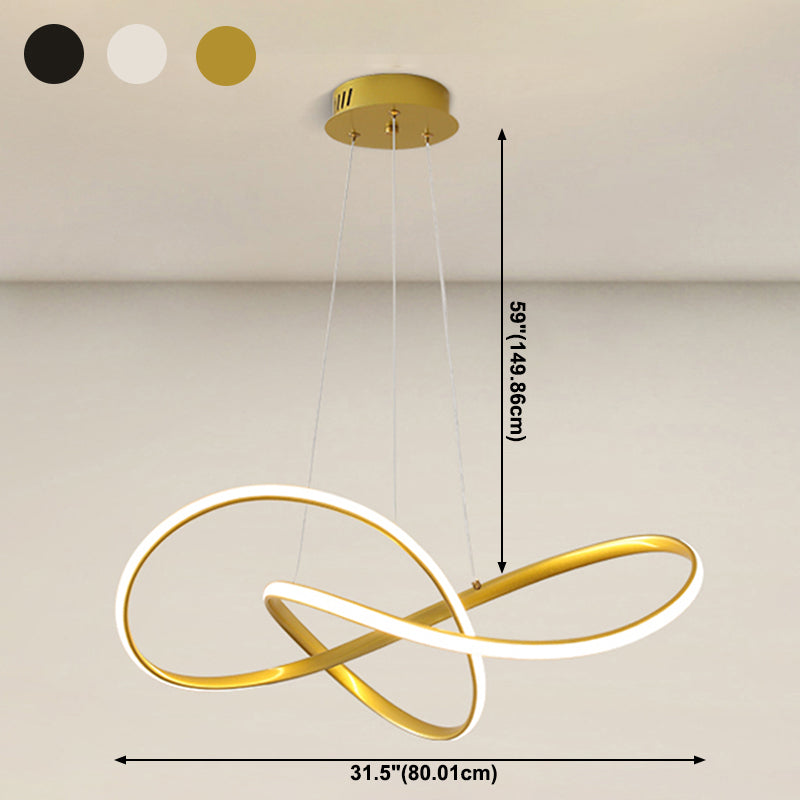 Modern Twisting Chandelier Pendant Light Metal Single Light Chandelier