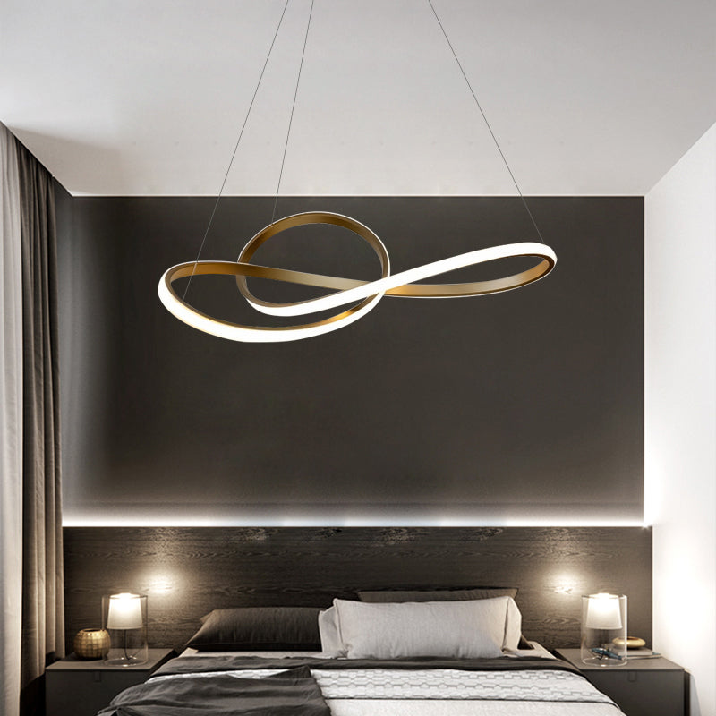 Modern Linear LED Pendant Chandelier Light Aluminum Chandelier in Gold Finish
