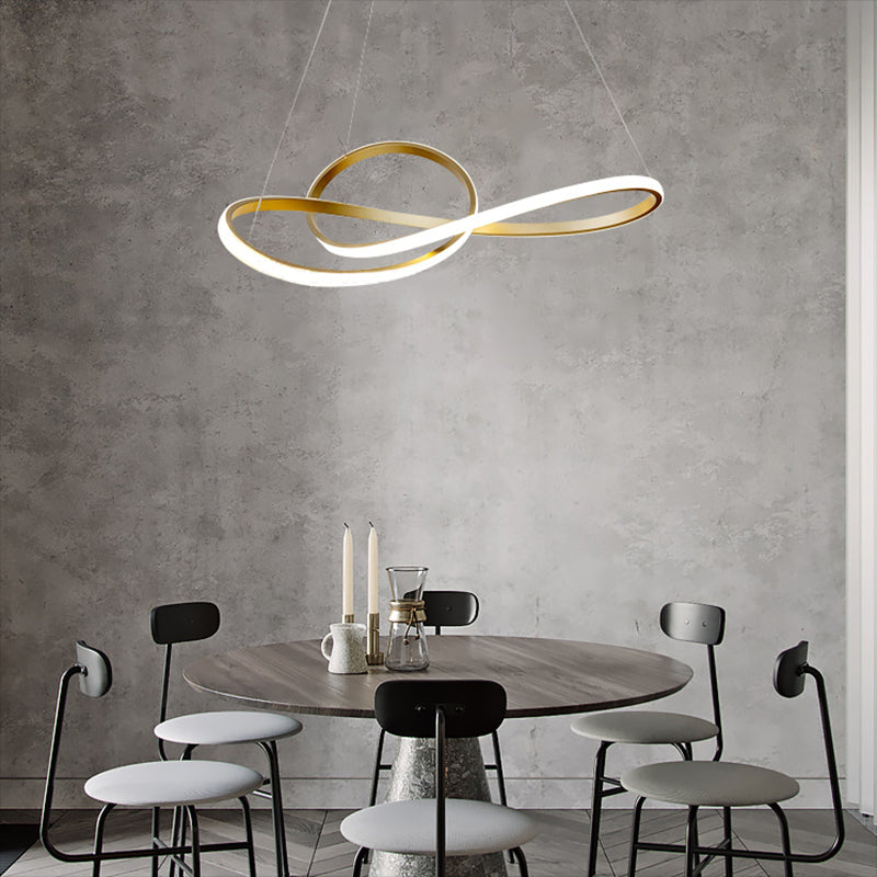 Modern Linear LED Pendant Chandelier Light Aluminum Chandelier in Gold Finish