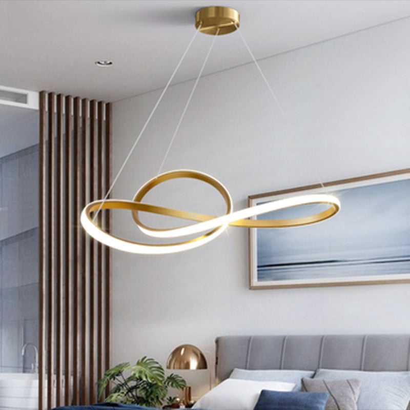 Modern Linear LED Pendant Chandelier Light Aluminum Chandelier in Gold Finish