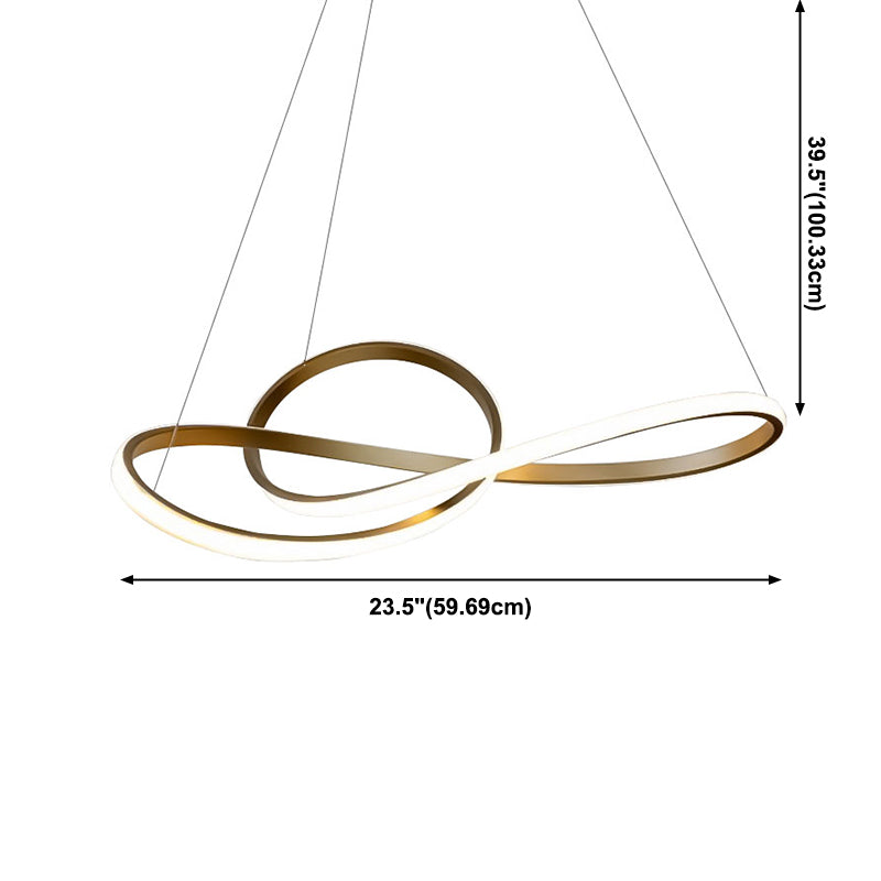 Modern Linear LED Pendant Chandelier Light Aluminum Chandelier in Gold Finish