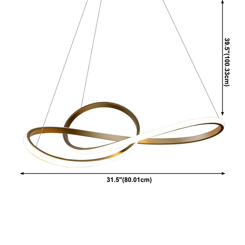 Modern Linear LED Pendant Chandelier Light Aluminum Chandelier in Gold Finish