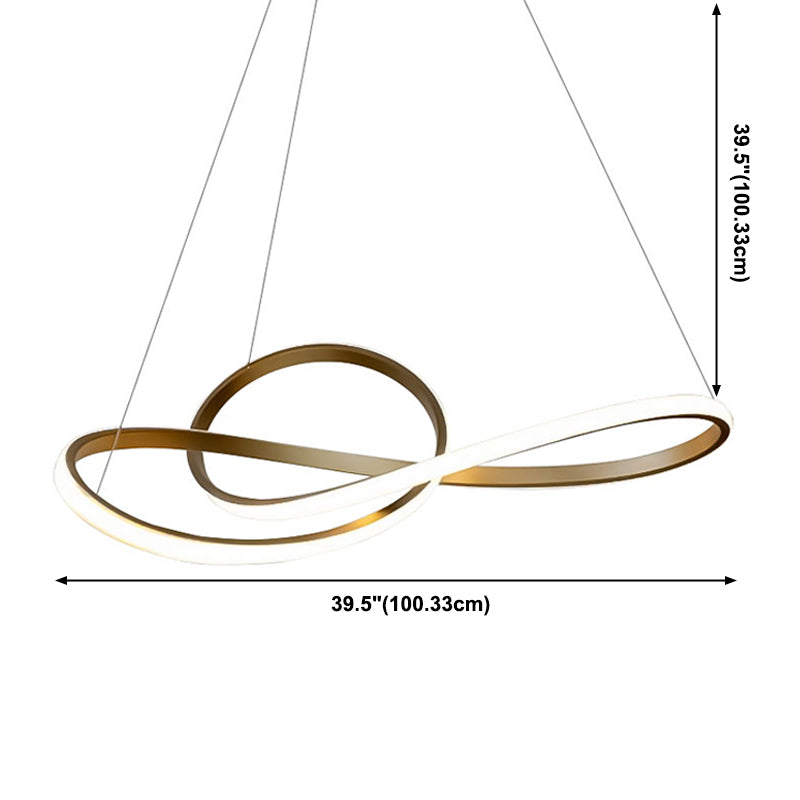 Modern Linear LED Pendant Chandelier Light Aluminum Chandelier in Gold Finish