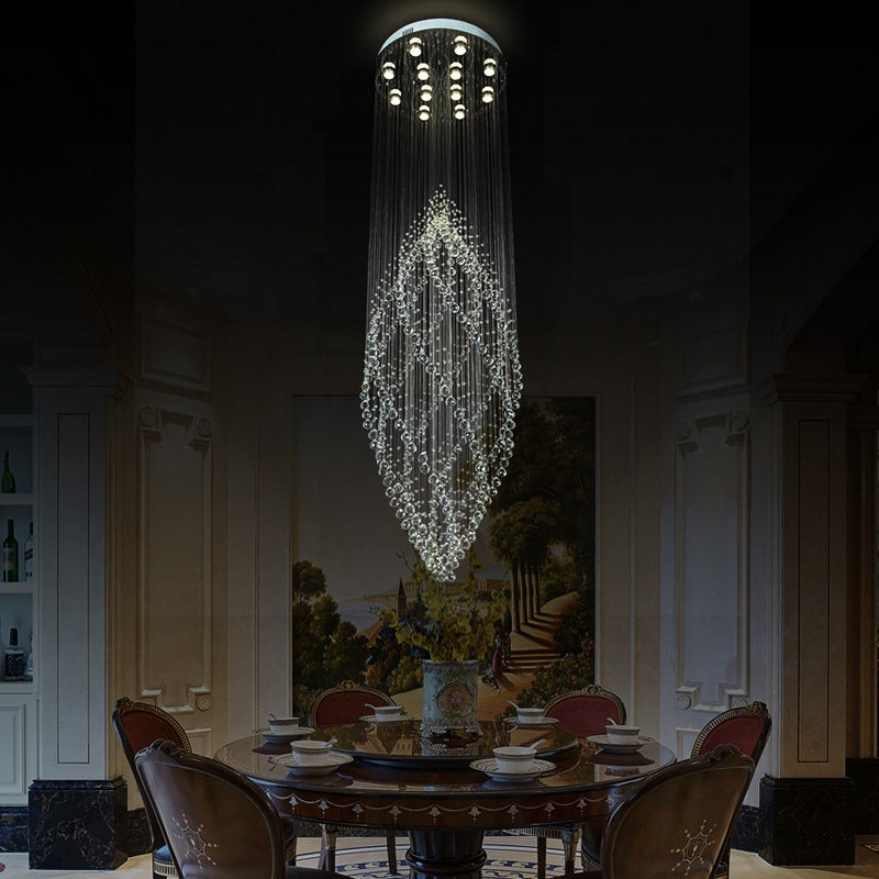 Silver Twirling Ceiling Light Modern Crystal 12-Bulb Stair LED Multi Pendant Chandelier