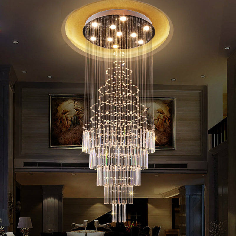Orbs and Rods Crystal Drop Lamp Modern 10 Bulbs Living Room LED Multi Ceiling Light