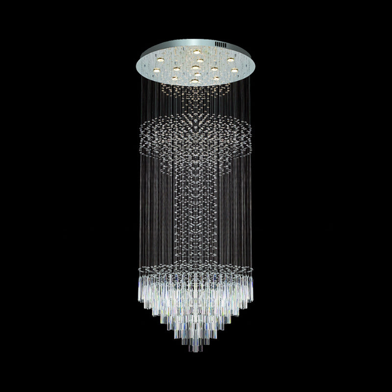 13-Head Orbs and Rods Hanging Light Contemporary Silver Crystal LED Cluster Pendant Light