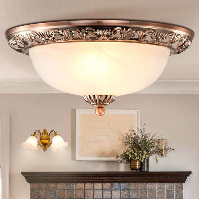 Minimalism Traditional Ceiling Lamp Glass Shade Flush Mount Light for Sitting Room