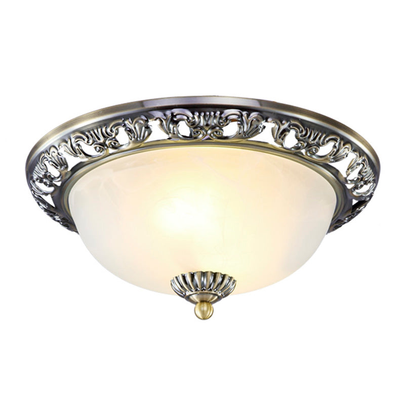 Minimalism Traditional Ceiling Lamp Glass Shade Flush Mount Light for Sitting Room
