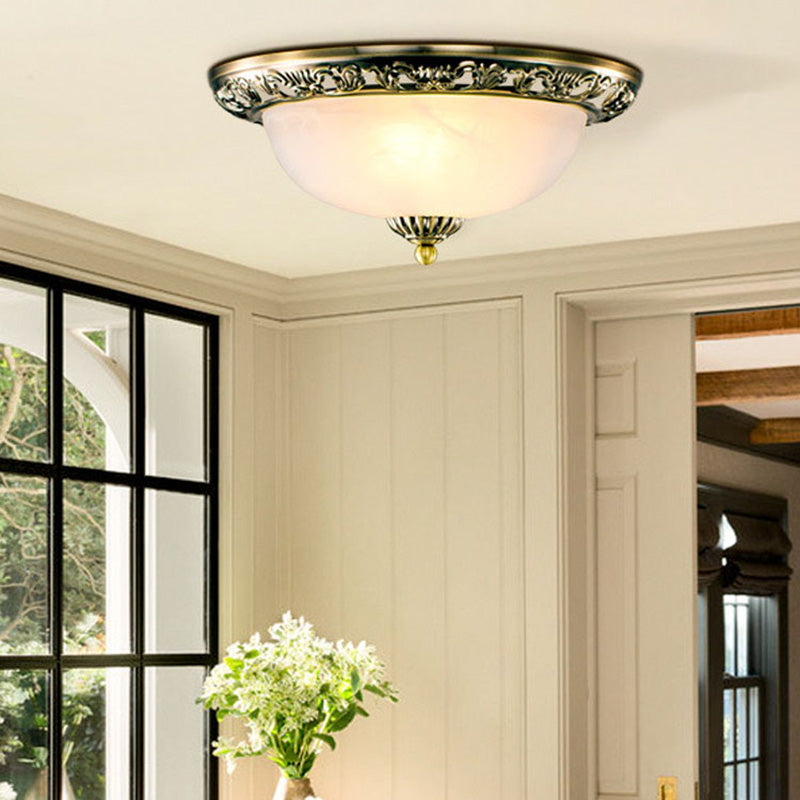 Minimalism Traditional Ceiling Lamp Glass Shade Flush Mount Light for Sitting Room