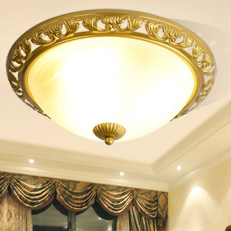 Minimalism Traditional Ceiling Lamp Glass Shade Flush Mount Light for Sitting Room