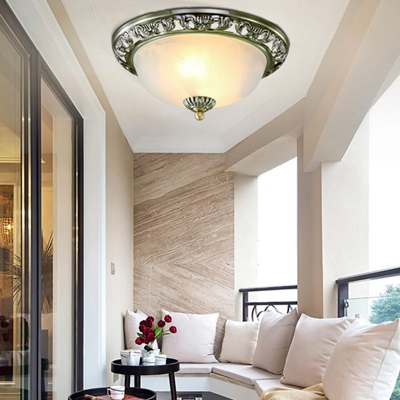 Minimalism Traditional Ceiling Lamp Glass Shade Flush Mount Light for Sitting Room