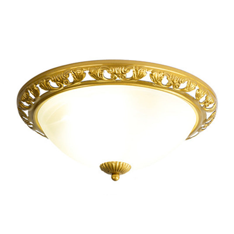 Minimalism Traditional Ceiling Lamp Glass Shade Flush Mount Light for Sitting Room