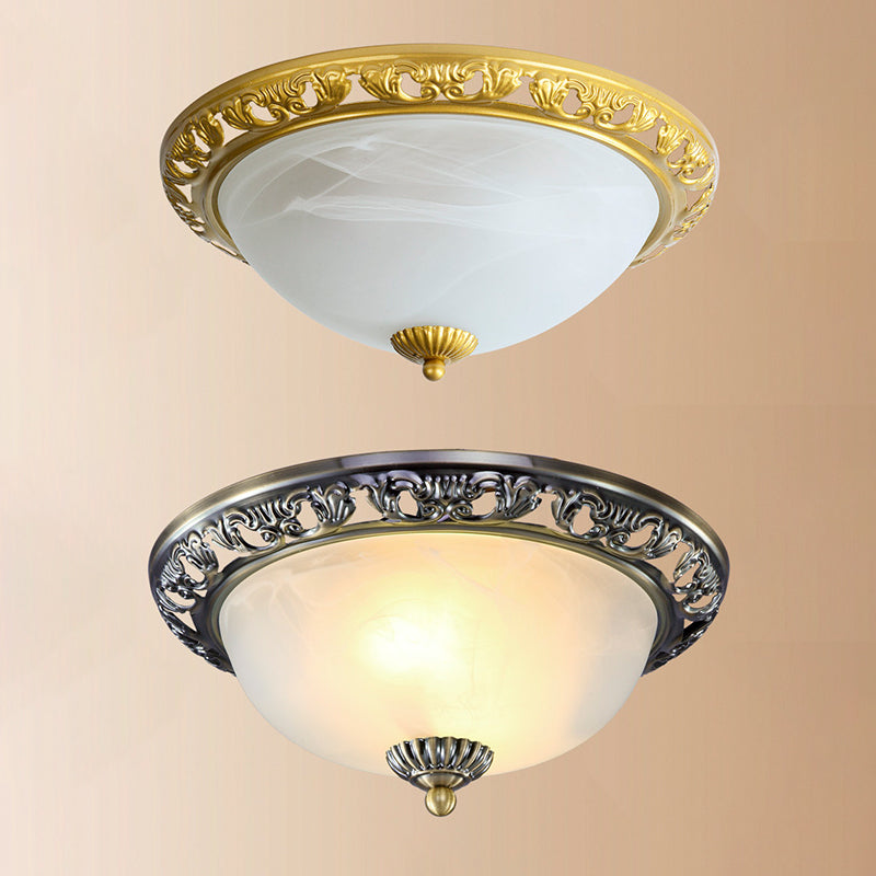 Minimalism Traditional Ceiling Lamp Glass Shade Flush Mount Light for Sitting Room
