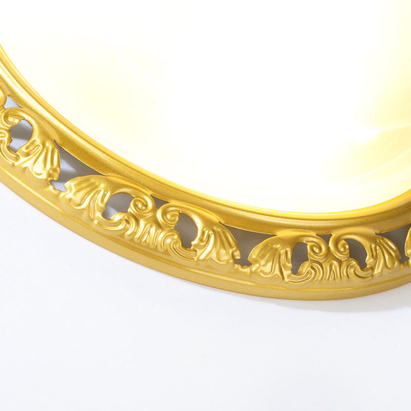 Minimalism Traditional Ceiling Lamp Glass Shade Flush Mount Light for Sitting Room