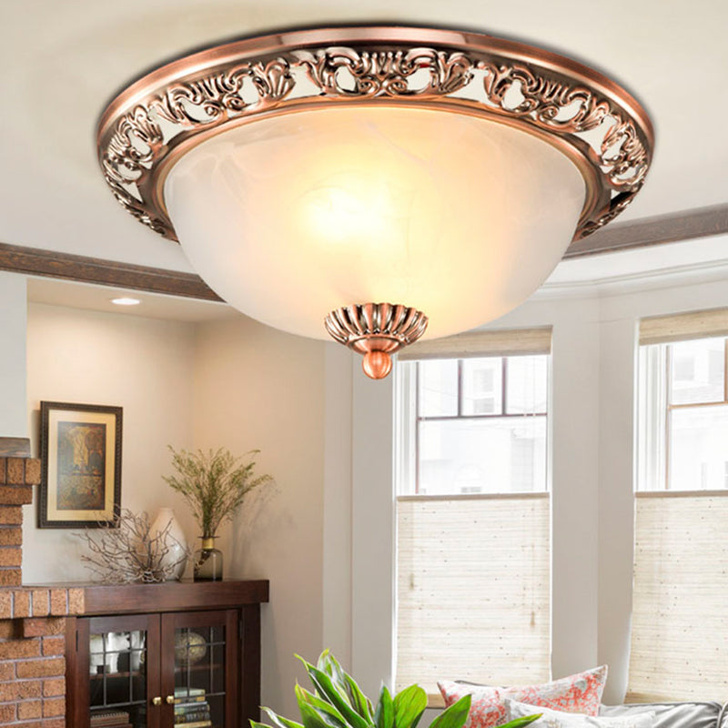 Minimalism Traditional Ceiling Lamp Glass Shade Flush Mount Light for Sitting Room