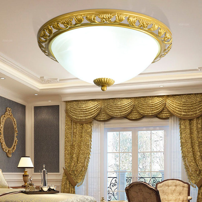 Minimalism Traditional Ceiling Lamp Glass Shade Flush Mount Light for Sitting Room