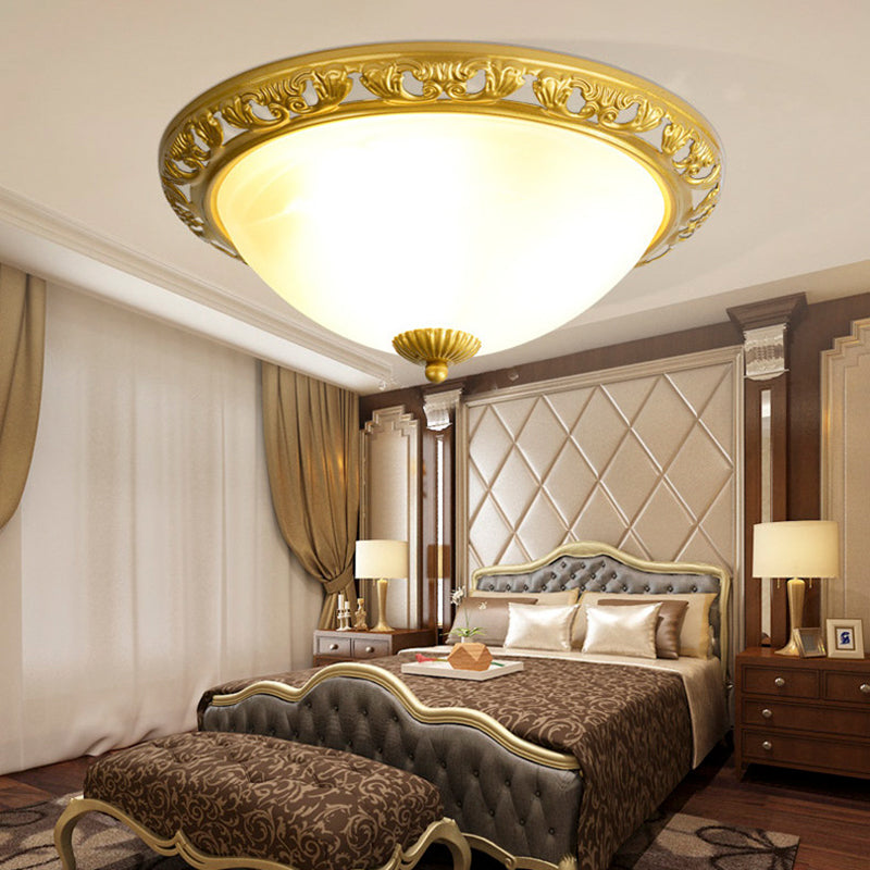 Minimalism Traditional Ceiling Lamp Glass Shade Flush Mount Light for Sitting Room