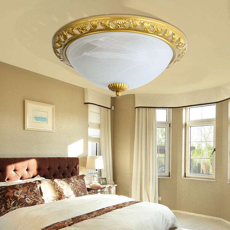 Minimalism Traditional Ceiling Lamp Glass Shade Flush Mount Light for Sitting Room