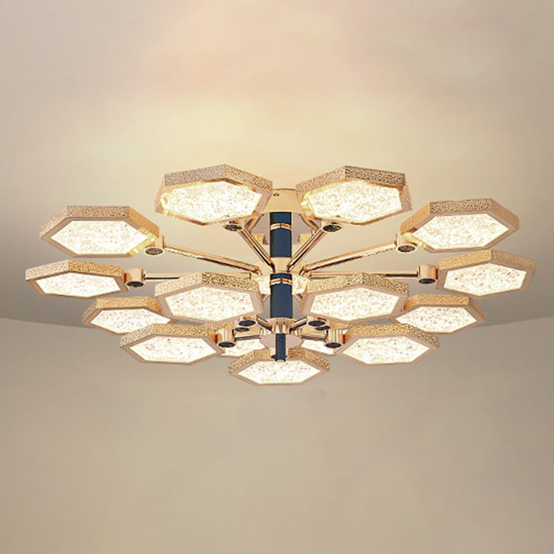 Hexagon Ceiling Light Fixtures Modern Multi-Head Semi Flush Mount Lamp for Living Room