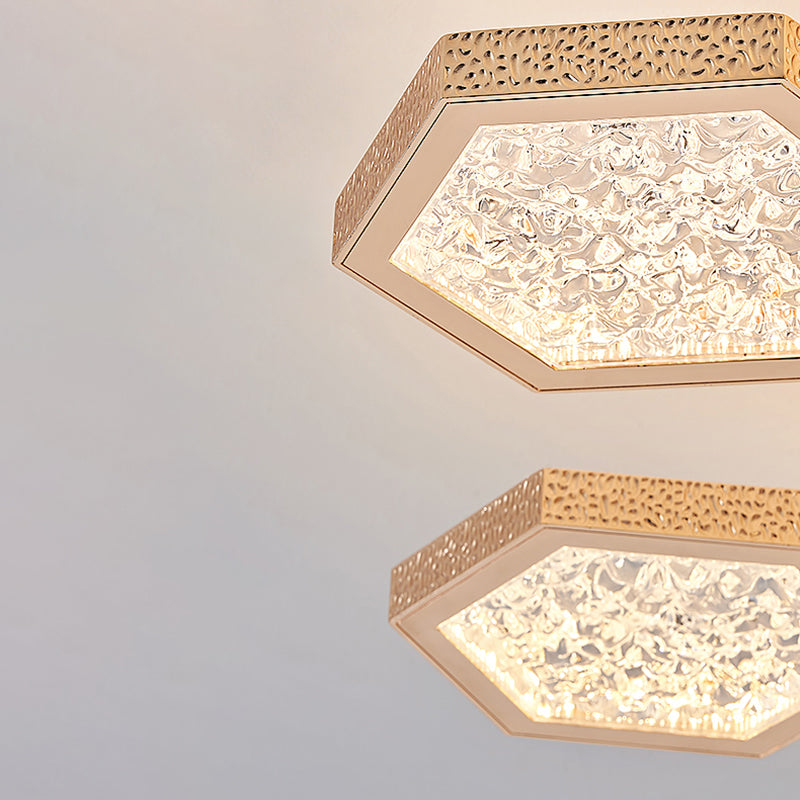 Hexagon Ceiling Light Fixtures Modern Multi-Head Semi Flush Mount Lamp for Living Room