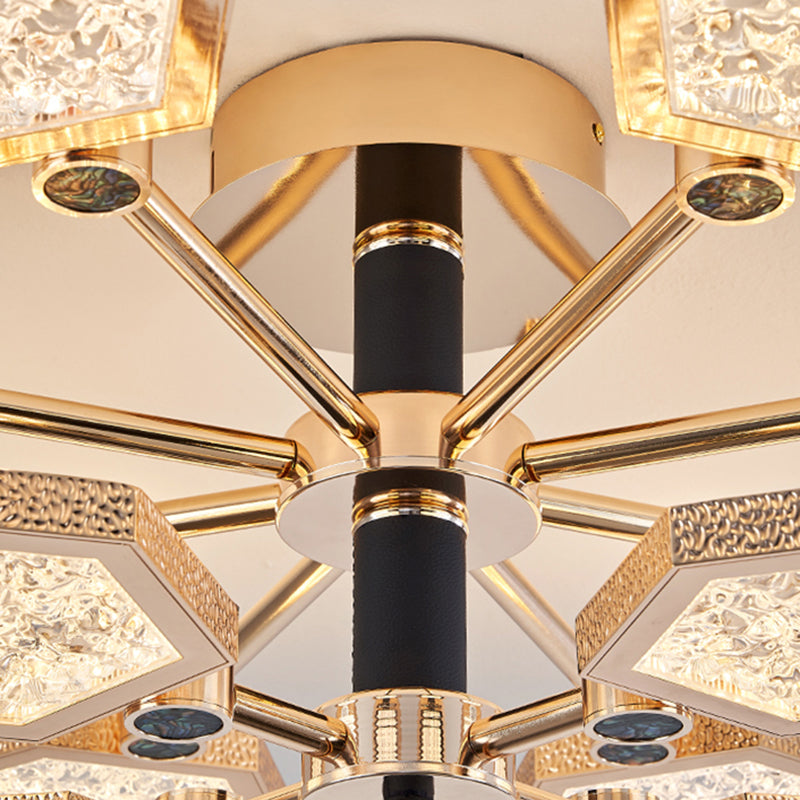 Lampade a soffitto esagonale moderno lampada a montaggio semi-filo multipla per soggiorno