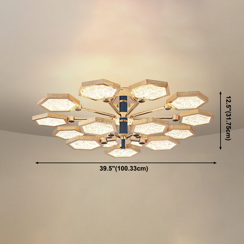 Hexagon Ceiling Light Fixtures Modern Multi-Head Semi Flush Mount Lamp for Living Room