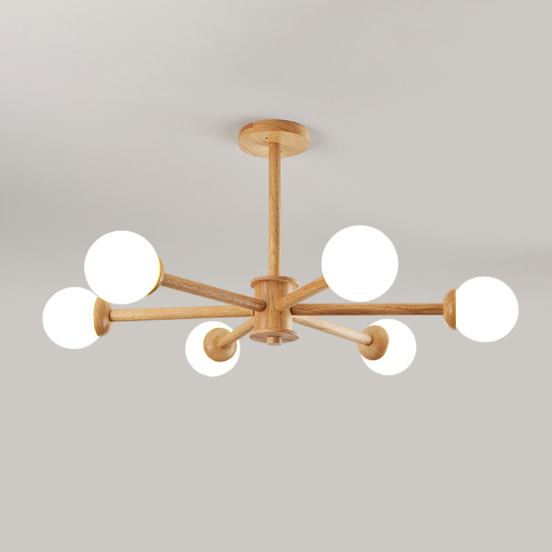 Globe Shade Chandelier Light Modern Multi-Head Pendant Lights with White Glass Shade