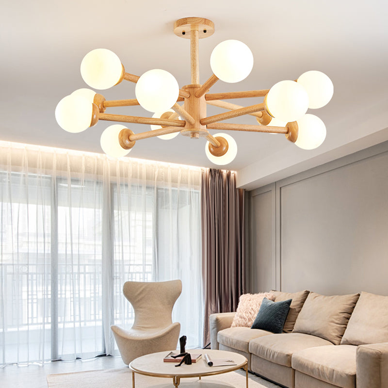 Globe Shade Chandelier Light Modern Multi-Head Pendant Lights with White Glass Shade