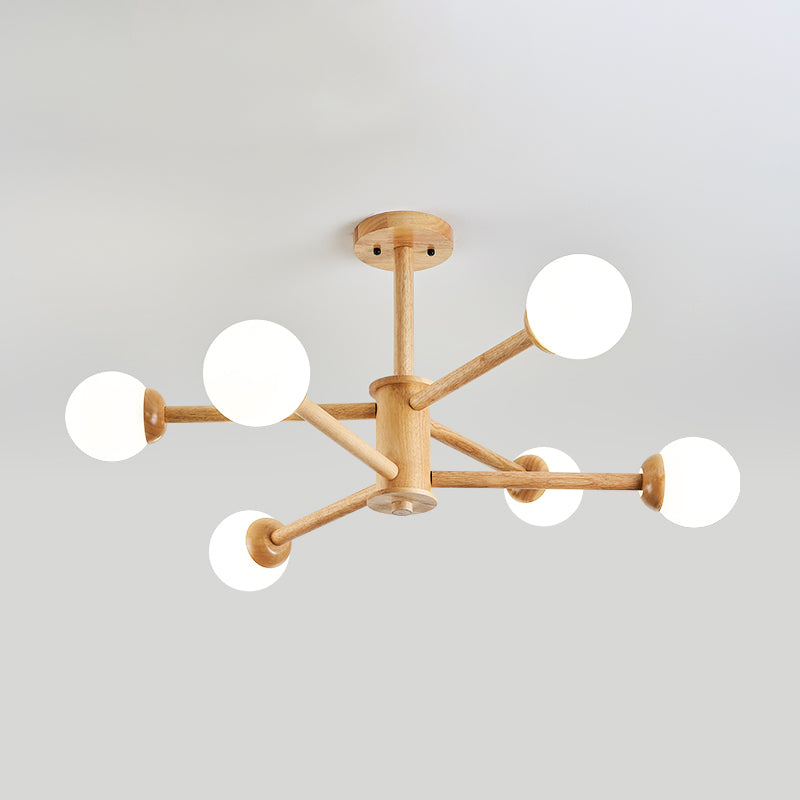 Globe Shade Chandelier Light Modern Multi-Head Pendant Lights with White Glass Shade