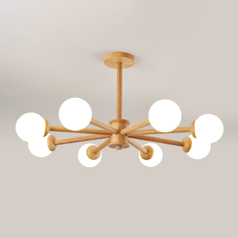 Globe Shade Chandelier Light Modern Multi-Head Pendant Lights with White Glass Shade