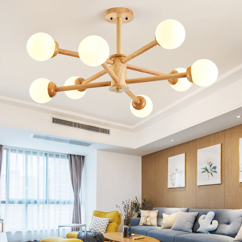 Globe Shade Chandelier Light Modern Multi-Head Pendant Lights with White Glass Shade