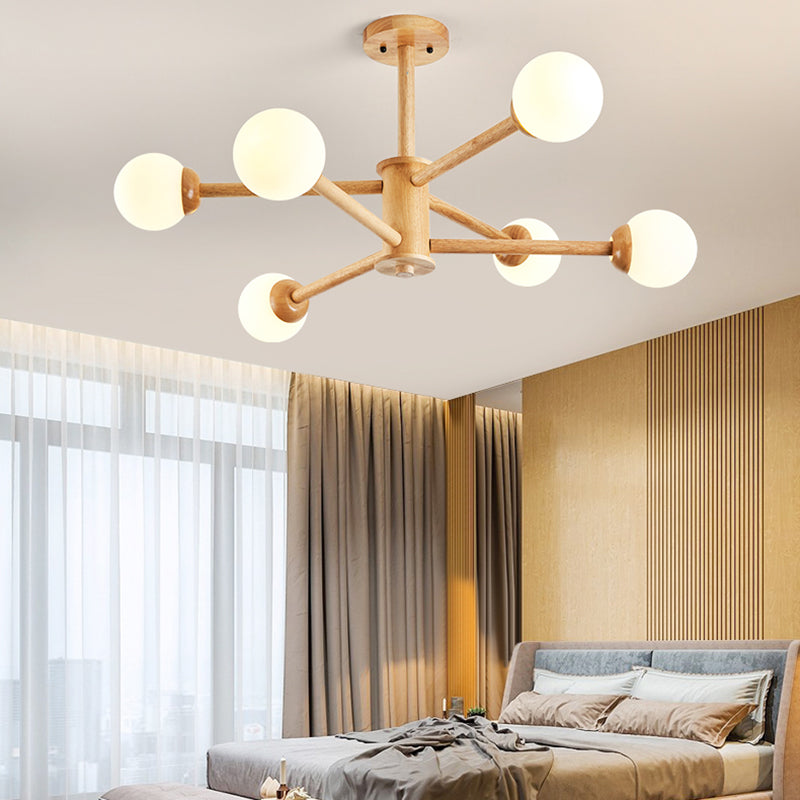 Globe Shade Chandelier Light Modern Multi-Head Pendant Lights with White Glass Shade