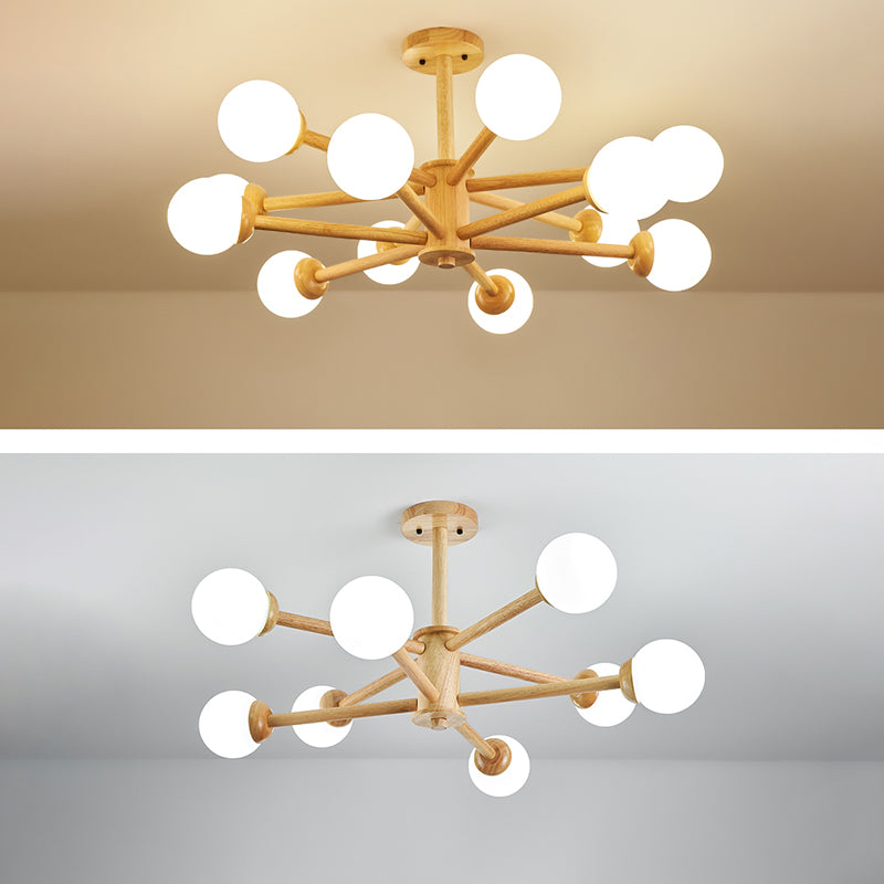 Globe Shade Chandelier Light Modern Multi-Head Pendant Lights with White Glass Shade