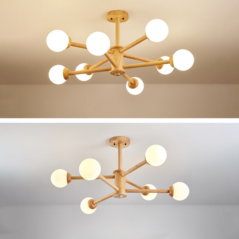 Globe Shade Chandelier Light Modern Multi-Head Pendant Lights with White Glass Shade