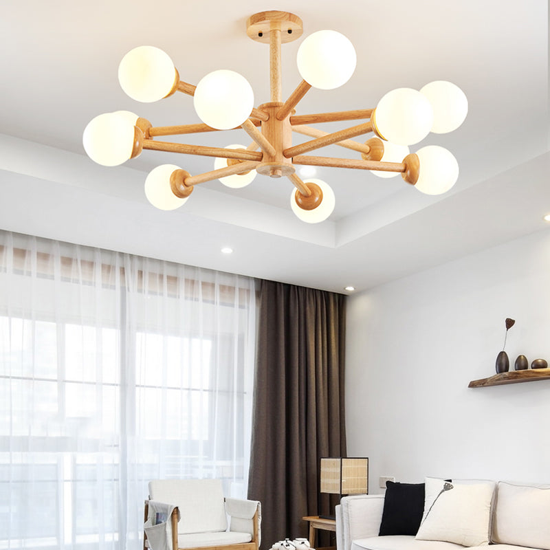 Globe Shade Chandelier Light Modern Multi-Head Pendant Lights with White Glass Shade