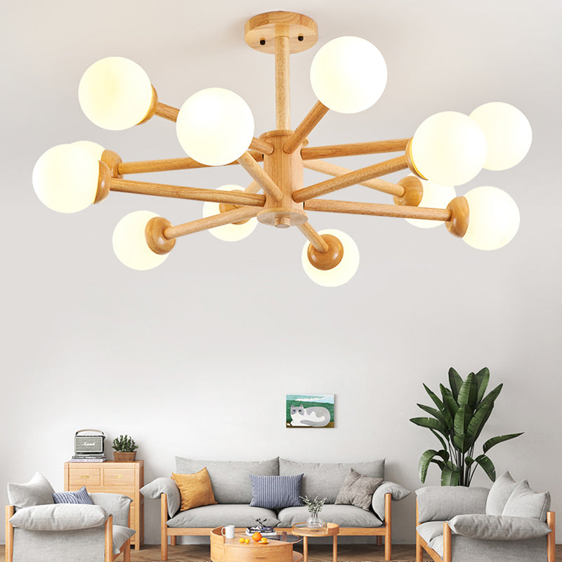 Globe Shade Chandelier Light Modern Multi-Head Pendant Lights with White Glass Shade