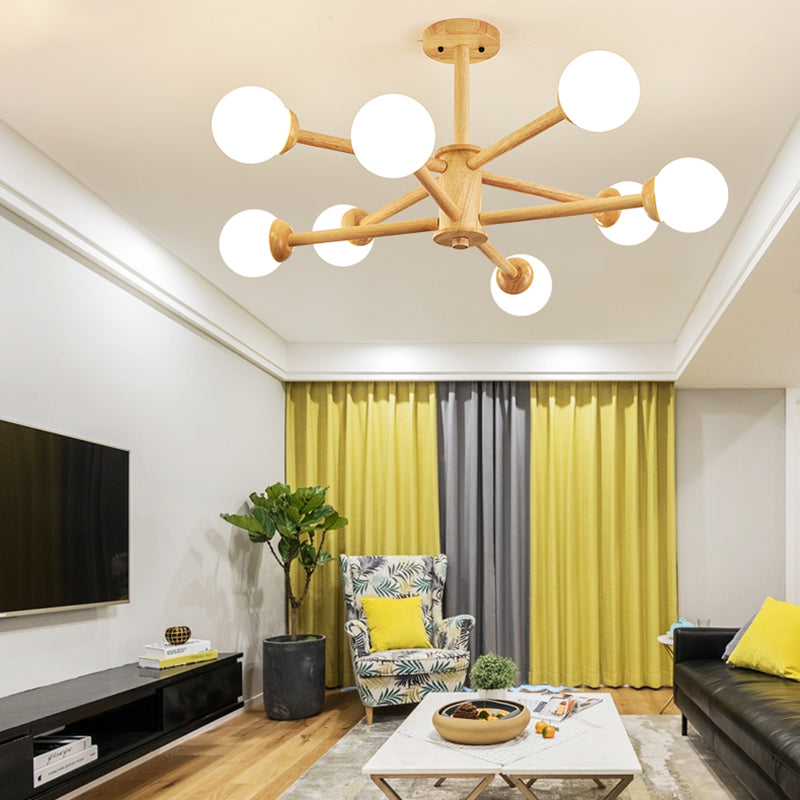 Globe Shade Chandelier Light Modern Multi-Head Pendant Lights with White Glass Shade