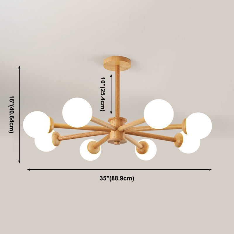 Globe Shade Chandelier Light Modern Multi-Head Pendant Lights with White Glass Shade