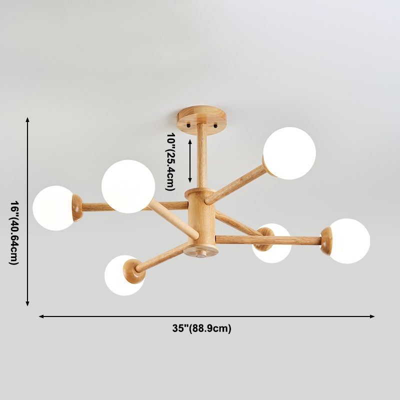 Globe Shade Chandelier Light Modern Multi-Head Pendant Lights with White Glass Shade