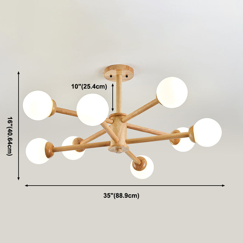 Globe Shade Chandelier Light Modern Multi-Head Pendant Lights with White Glass Shade