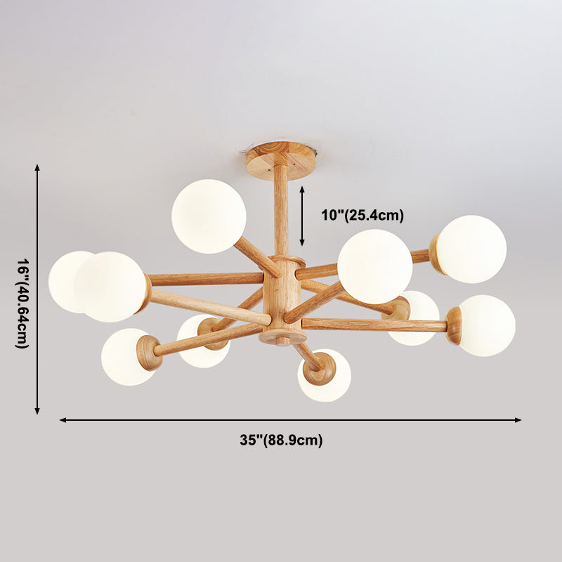 Globe Shade Chandelier Light Modern Multi-Head Pendant Lights with White Glass Shade