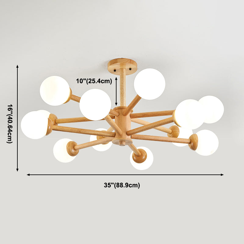 Globe Shade Chandelier Light Modern Multi-Head Pendant Lights with White Glass Shade