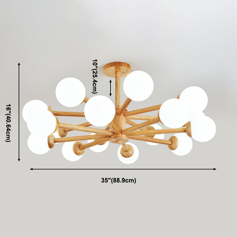 Globe Shade Chandelier Light Modern Multi-Head Pendant Lights with White Glass Shade